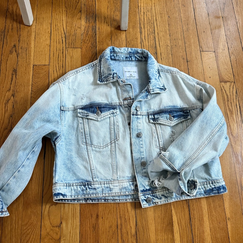 Denim Jacket with Faded Blue Wash